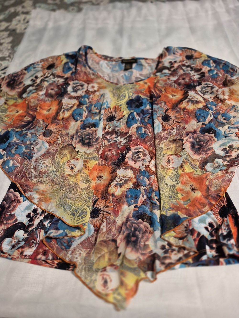 Susan Lawrence Size XL Floral Multi-Color Lightweight Women’s Top - Picture 1 of 8